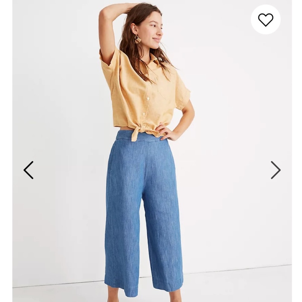 Madewell Chambray Huston Pull-On Crop Pants Size S